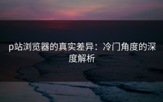 p站浏览器的真实差异：冷门角度的深度解析