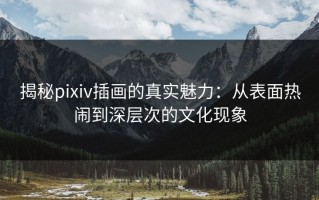 揭秘pixiv插画的真实魅力：从表面热闹到深层次的文化现象