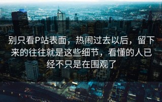 别只看P站表面，热闹过去以后，留下来的往往就是这些细节，看懂的人已经不只是在围观了