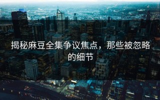 揭秘麻豆全集争议焦点，那些被忽略的细节