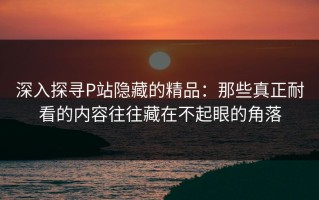 深入探寻P站隐藏的精品：那些真正耐看的内容往往藏在不起眼的角落