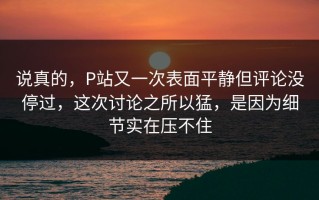 说真的，P站又一次表面平静但评论没停过，这次讨论之所以猛，是因为细节实在压不住
