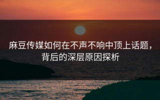麻豆传媒如何在不声不响中顶上话题，背后的深层原因探析
